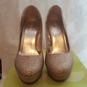 new f21 gold glitter heels